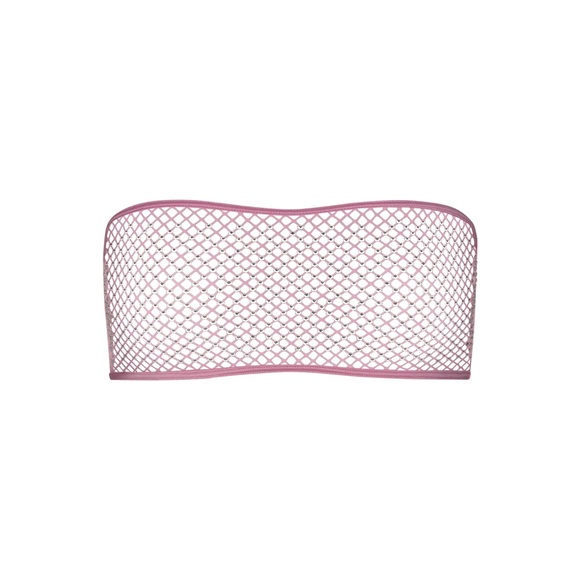 🎄💎SWAROVSKI X SKIMS💎🎄STRETCH NET BANDEAU, BUBBLE GUM, XS NWT - ONLY 1 LEFT - Picture 2 of 4